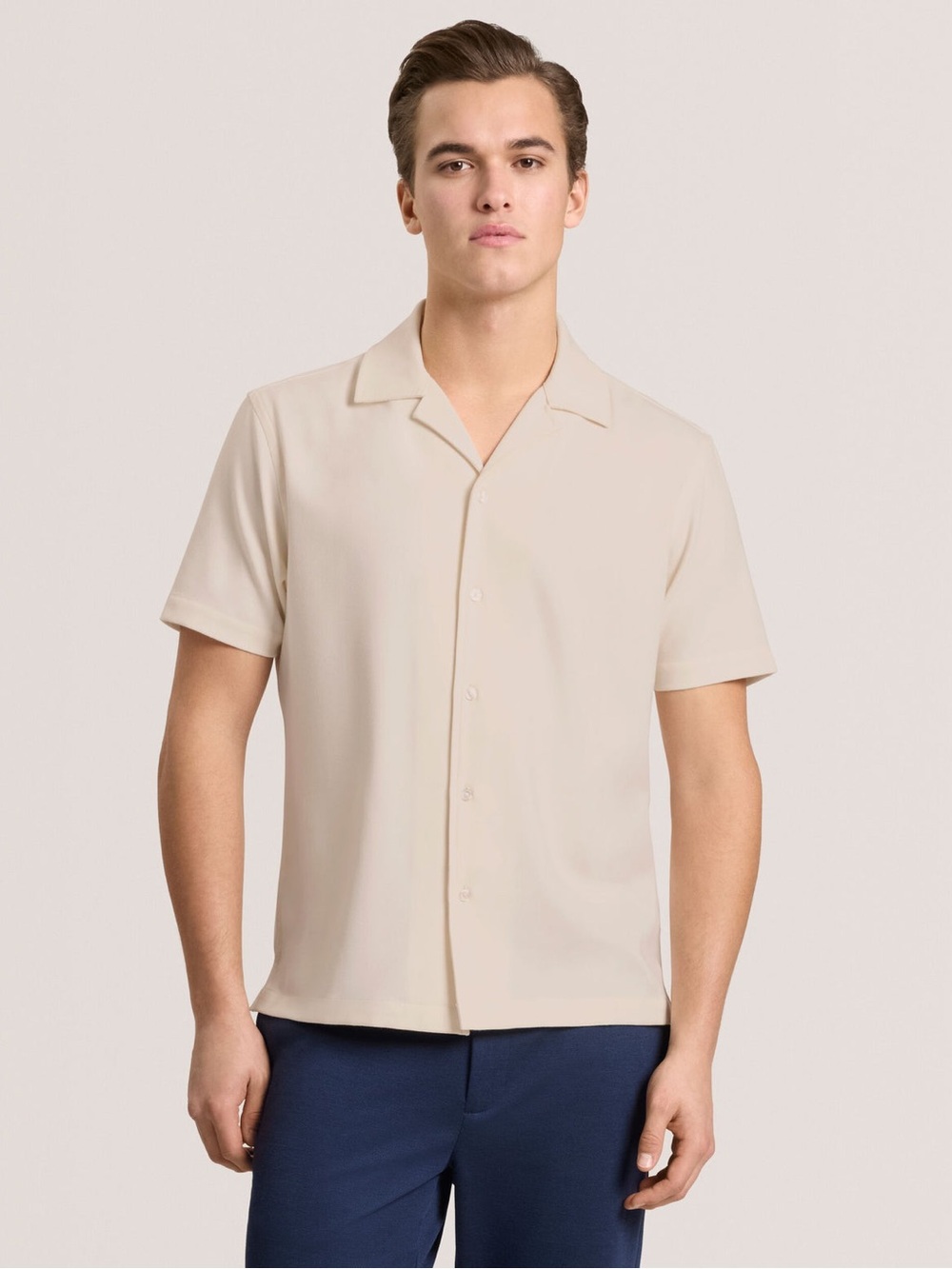 NWT Ted Baker Textured Camp Shirt Midnight Sail Navy Blue Plaid Size L - Picture 7 of 15